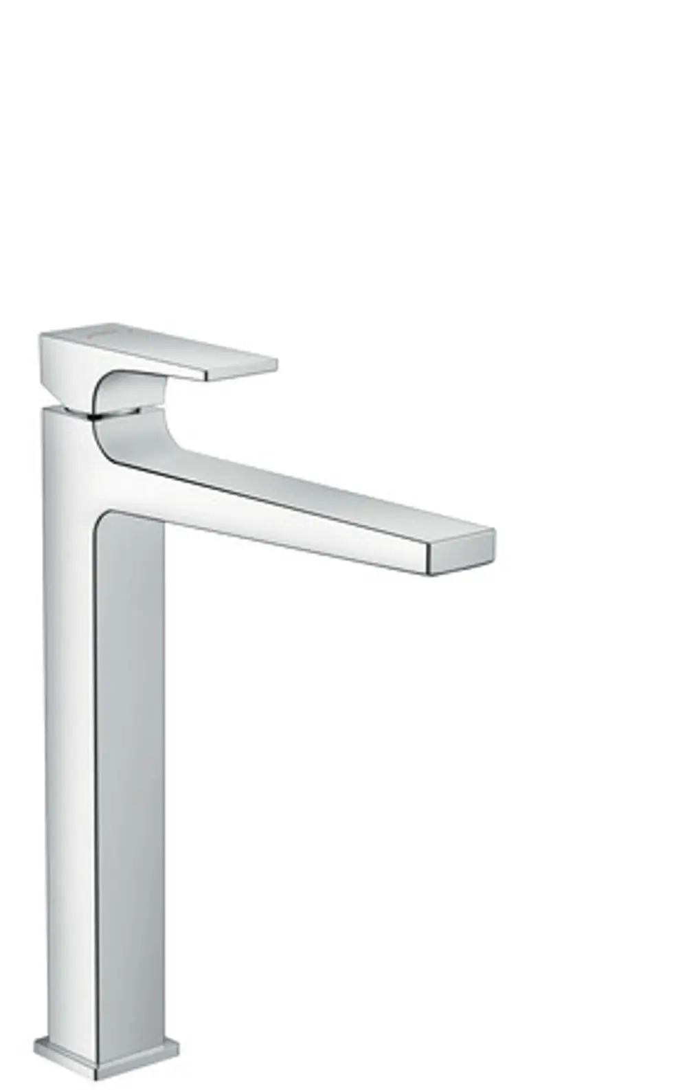 Hansgrohe Einhebel-Waschtischmischer in Chrom mit einem flachen Hebelgriff für die Montage auf Aufsatzwaschtischen, ausgestattet mit einer Push-Open Ablaufgarnitur.